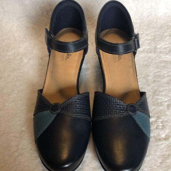 Clarks Collection Leather Heeled Mary-Janes Emily Rae 7.5 narrow - Picture 4 of 9